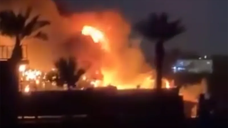 На американской базе в Багдаде, где произошло нападение, вспыхнул пожар